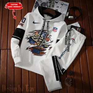 Denver Broncos New Fashion Casual Sportswear: Stylish Hooded Sweatshirt and Jogger Pants Set for Men AMCCSSW010