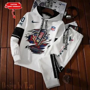 Houston Texans New Fashion Casual Sportswear: Stylish Hooded Sweatshirt and Jogger Pants Set for Men AMCCSSW013