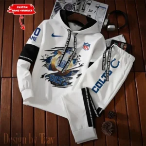 Indianapolis Colts New Fashion Casual Sportswear: Stylish Hooded Sweatshirt and Jogger Pants Set for Men AMCCSSW014