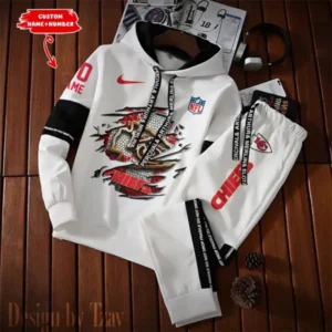 Kansas City Chiefs New Fashion Casual Sportswear: Stylish Hooded Sweatshirt and Jogger Pants Set for Men AMCCSSW016