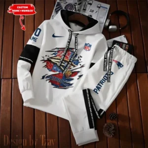 New England Patriots New Fashion Casual Sportswear: Stylish Hooded Sweatshirt and Jogger Pants Set for Men AMCCSSW022