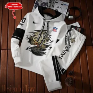 New Orleans Saints New Fashion Casual Sportswear: Stylish Hooded Sweatshirt and Jogger Pants Set for Men AMCCSSW023