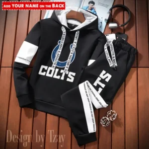 Indianapolis Colts New Fashion Casual Sportswear: Stylish Hooded Sweatshirt and Jogger Pants Set for Men AMCCSSW046