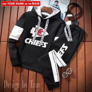 Kansas City Chiefs New Fashion Casual Sportswear: Stylish Hooded Sweatshirt and Jogger Pants Set for Men AMCCSSW048