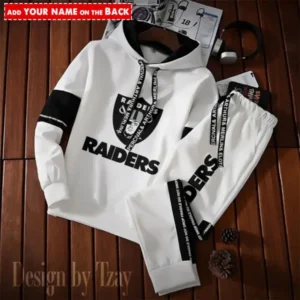 Las Vegas Raiders New Fashion Casual Sportswear: Stylish Hooded Sweatshirt and Jogger Pants Set for Men AMCCSSW049