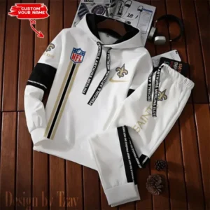 New Orleans Saints New Fashion Casual Sportswear: Stylish Hooded Sweatshirt and Jogger Pants Set for Men AMCCSSW088