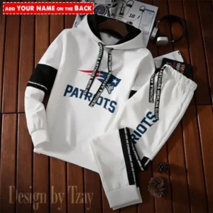 New England Patriots New Fashion Casual Sportswear: Stylish Hooded Sweatshirt and Jogger Pants Set for Men AMCCSSW054