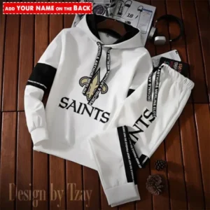 New Orleans Saints New Fashion Casual Sportswear: Stylish Hooded Sweatshirt and Jogger Pants Set for Men AMCCSSW055