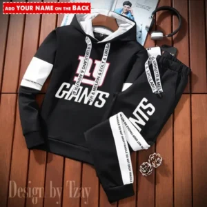 New York Giants New Fashion Casual Sportswear: Stylish Hooded Sweatshirt and Jogger Pants Set for Men AMCCSSW056