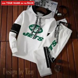 New York Jets New Fashion Casual Sportswear: Stylish Hooded Sweatshirt and Jogger Pants Set for Men AMCCSSW057