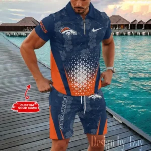 Denver Broncos Chic Summer Quarter Zip Polo Shirt and Shorts New Trending AMCPLZ455