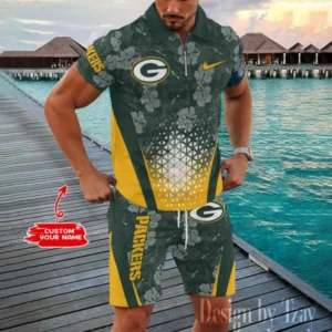 Green Bay Packers Chic Summer Quarter Zip Polo Shirt and Shorts New Trending AMCPLZ466