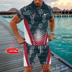 Houston Texans Chic Summer Quarter Zip Polo Shirt and Shorts New Trending AMCPLZ467