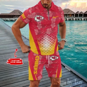 Kansas City Chiefs Chic Summer Quarter Zip Polo Shirt and Shorts New Trending AMCPLZ471