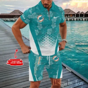 Miami Dolphins Chic Summer Quarter Zip Polo Shirt and Shorts New Trending AMCPLZ479