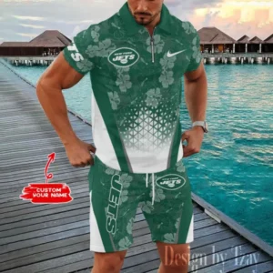 New York Jets Chic Summer Quarter Zip Polo Shirt and Shorts New Trending AMCPLZ482