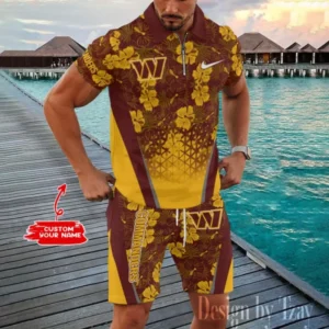 Washington Commanders Chic Summer Quarter Zip Polo Shirt and Shorts New Trending AMCPLZ485