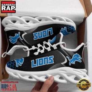 Detroit Lions Max Soul Sneakers Personalized Name AMCMSS0010