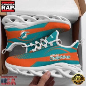 Miami Dolphins Max Soul Sneakers Personalized Name AMCMSS0041