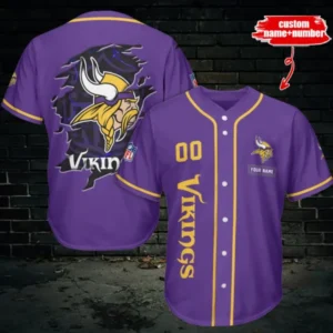 Minnesota Vikings Personalized Baseball Jersey AMCBJS517