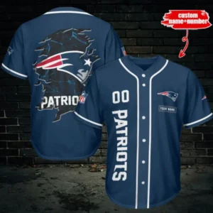 New England Patriots Personalized Baseball Jersey AMCBJS524