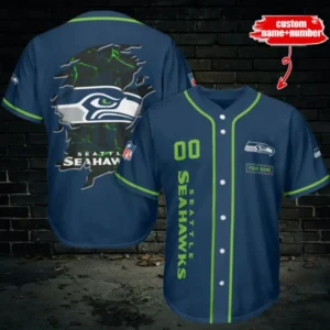 Seattle Seahawks Personalized Baseball Jersey AMCBJS529