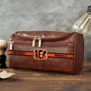 Cincinnati Bengals Walsh Travel Leather Toiletry Bag AMCTLB063