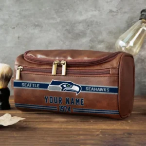 Seattle Seahawks Walsh Travel Leather Toiletry Bag AMCTLB057