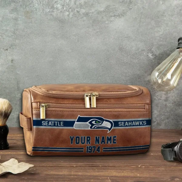 Seattle Seahawks Walsh Travel Leather Toiletry Bag AMCTLB057 - Image 5