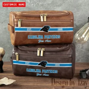Carolina Panthers Walsh Travel Leather Toiletry Bag AMCTLB005