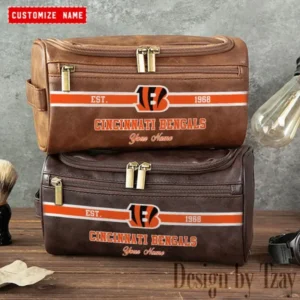 Cincinnati Bengals Walsh Travel Leather Toiletry Bag AMCTLB007