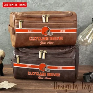Cleveland Browns Walsh Travel Leather Toiletry Bag AMCTLB008