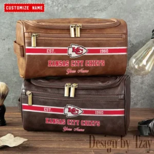 Kansas City Chiefs Walsh Travel Leather Toiletry Bag AMCTLB016
