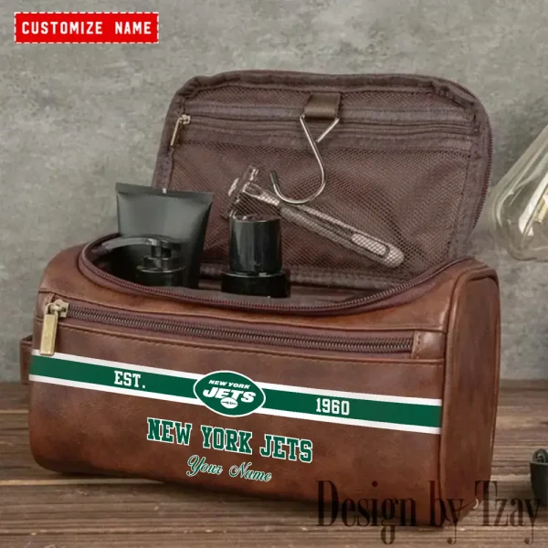 New York Jets Walsh Travel Leather Toiletry Bag AMCTLB025 - Image 3