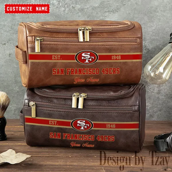 San Francisco 49ers Walsh Travel Leather Toiletry Bag AMCTLB028