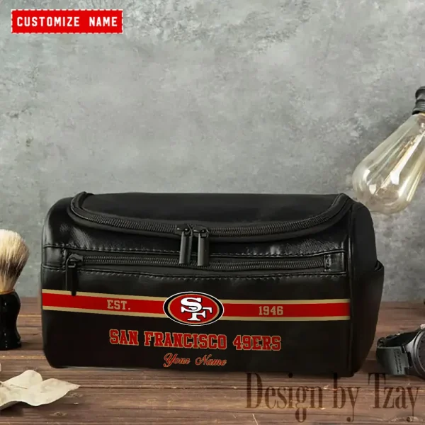 San Francisco 49ers Walsh Travel Leather Toiletry Bag AMCTLB028 - Image 2