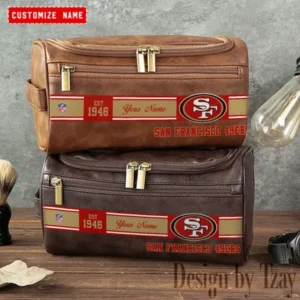 San Francisco 49ers Walsh Travel Leather Toiletry Bag AMCTLB033
