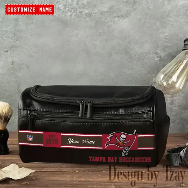 Tampa Bay Buccaneers Walsh Travel Leather Toiletry Bag AMCTLB035 - Image 2