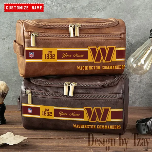 Washington Commanders Walsh Travel Leather Toiletry Bag AMCTLB037