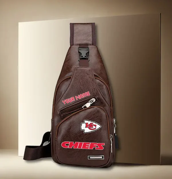 Kansas City Chiefs Personalized Leather Sling Bag - Image 3