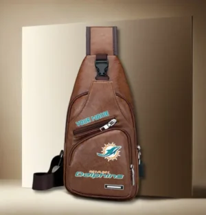 Miami Dolphins Personalized Leather Sling Bag