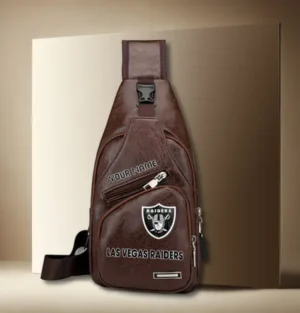 Las Vegas Raiders Personalized Leather Sling Bag