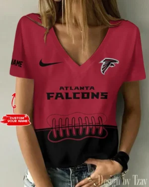 Atlanta Falcons Summer New Women V-neck T-Shirt Trending 2025 AMCWTS805