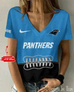 Carolina Panthers Summer New Women V-neck T-Shirt Trending 2025 AMCWTS808