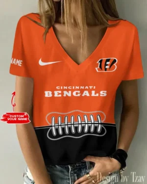 Cincinnati Bengals Summer New Women V-neck T-Shirt Trending 2025 AMCWTS810