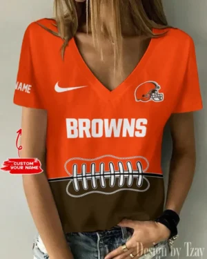 Cleveland Browns Summer New Women V-neck T-Shirt Trending 2025 AMCWTS811
