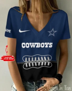 Dallas Cowboys Summer New Women V-neck T-Shirt Trending 2025 AMCWTS812