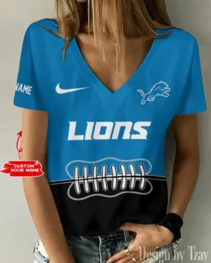 Detroit Lions Summer New Women V-neck T-Shirt Trending 2025 AMCWTS814