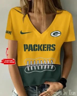 Green Bay Packers Summer New Women V-neck T-Shirt Trending 2025 AMCWTS815