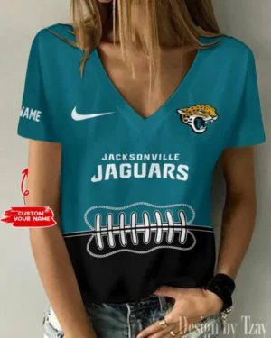 Jacksonville Jaguars Summer New Women V-neck T-Shirt Trending 2025 AMCWTS818